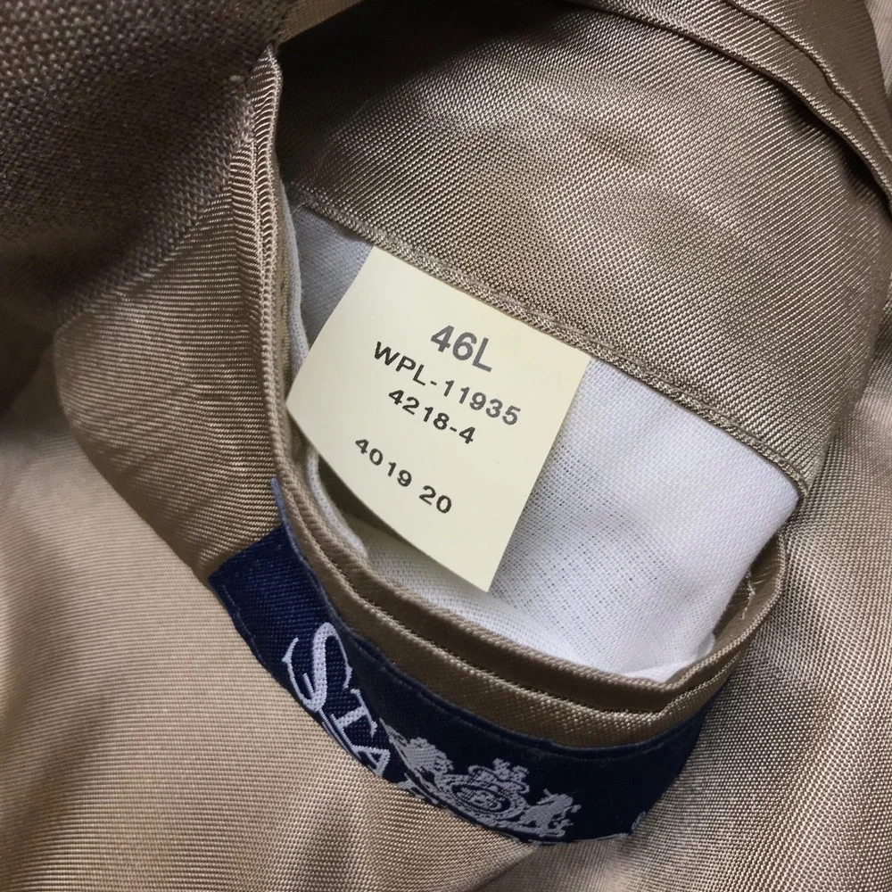 Stafford Hopsack‎ Blazer Mens Size 46L Worsted Wool Blend Brown Sport Coat NEW